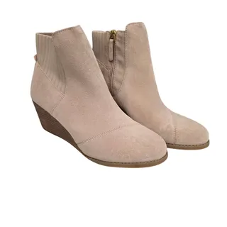 Photo of TOMS Sadie Women’s 8.5 Sand Suede Wedge Ankle Boots Booties NWT