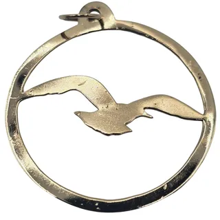 Photo of Vintage 14K Yellow Gold Seagull Bird Round Pendant Charm 2.3g