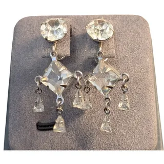 Photo of Vintage/Antique Dorsons 12K GF Silver Tone Crystal Dangle Screw Back Earrings