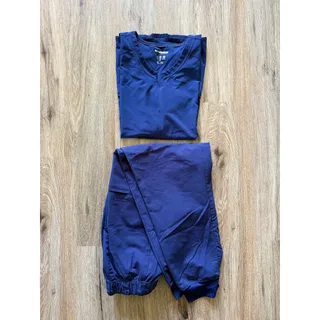 Photo of Scrubstar Premium Women’s Blue Scrub Set Size Large Short Sleeve Jogger Style