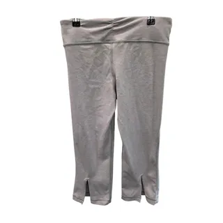 Photo of Lululemon Gather & Crow Crop Leggings 4 Gray Heathered Ruched Waist Slit Cuff EUC
