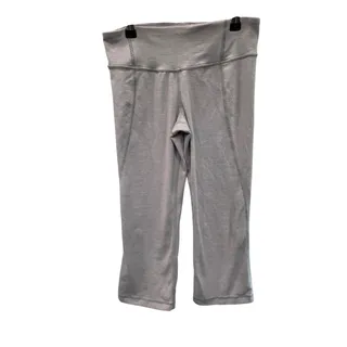 Photo of Lululemon Gather & Crow Crop Leggings 4 Gray Heathered Ruched Waist Slit Cuff EUC