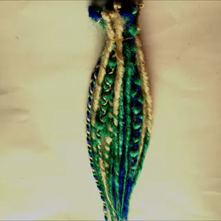 Photo of 15 SE Single Ended Blue & Green Dreads Dreadlocks Hair Extensions
