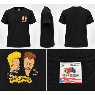 Photo of Vintage 90s MTV Beavis and Butthead Embroidered T-Shirt Black Fruit of the Loom L
