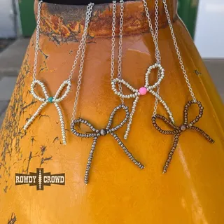 Photo of Cowgirl Pearls Necklace | Bronze Navajo Style Pearl Bow Necklace