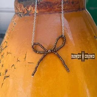 Photo of Cowgirl Pearls Necklace | Bronze Navajo Style Pearl Bow Necklace