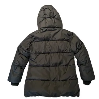 Photo of Gap Puffer Jacket Boys Sz M Black Full Zip Hooded P.U.R.E