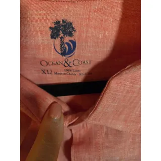 Photo of Ocean & Coast Men's XL Pink Linen Button Up Shirt