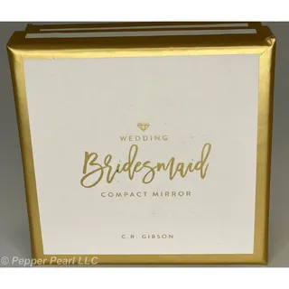 Photo of Bridesmaid Gift Compact Mirror by C.R. Gibson Gold Colored Metal and Peach Top