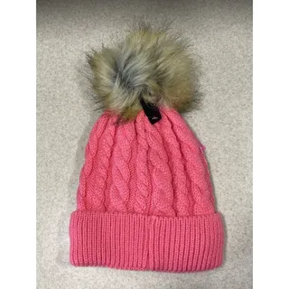 Photo of New -TRULFIT Youth Cable Knit Hat Soft Comfort W/Pom Pom One Size Pink -Outdoor