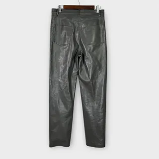 Photo of Aritzia Wilfred The Melina Vegan Leather Pants Women's 10 Dark Gray Cropped