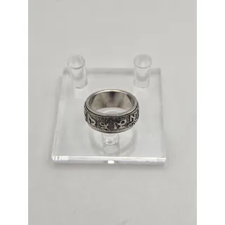 Photo of Spinner Mantra Ring 10mm Wide Silver Rotating Band 