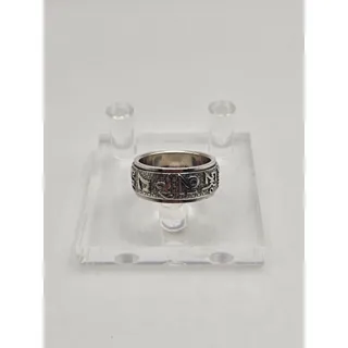 Photo of Spinner Mantra Ring 10mm Wide Silver Rotating Band 