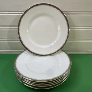 Photo of 6 Wedgwood Silver Aster Bread & Butter Plates - Fine Bone China - Platinum Trim