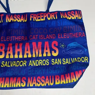 Photo of Vintage Bahamas Tote Bag Beach Bag Blue Ombre Sunset Design