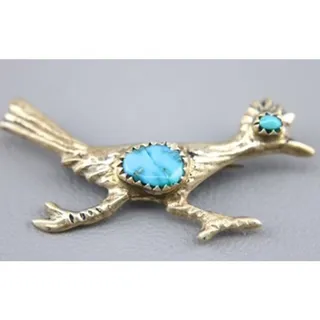 Photo of Vintage Southwestern Native American Sterling Silver & Turquoise Brooch Pin Lot 