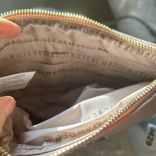 Photo of Steve Madden Blush Quilted Clutch Bag Purse NWT Chevron Design Free Chain Strap