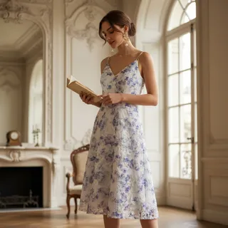 Photo of Adrianna Papell Beaded Strap Printed Embellished Ivory Floral Gown Size 14 NWT