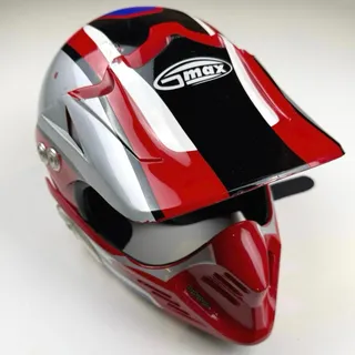 Photo of Gmax youth S/M DOT motocross helmet Y2K red blue full face BMX ATV