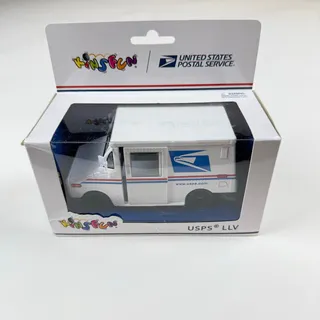 Photo of USPS LLV die cast mail truck 1:36 Kinsfun postal service toy vehicle boxed