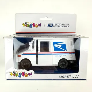 Photo of USPS LLV die cast mail truck 1:36 Kinsfun postal service toy vehicle boxed