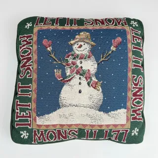 Photo of Vintage Let It Snow decorative pillow 12x12 snowman Christmas cushion