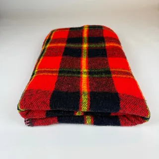 Photo of Mid century vintage camp blanket red plaid wool rustic cabin throw 40x68