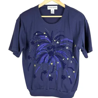 Photo of Victoria Harbour beaded fireworks top women’s large shoulder pads vintage