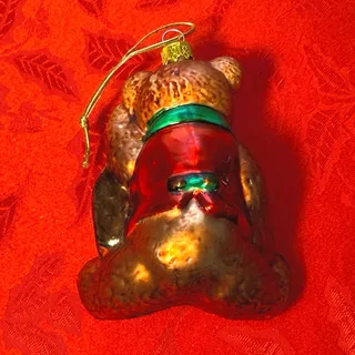 Photo of 1999 Glass Teddy Bear Ornament Christmas Holiday Tree Decor 5 Inch