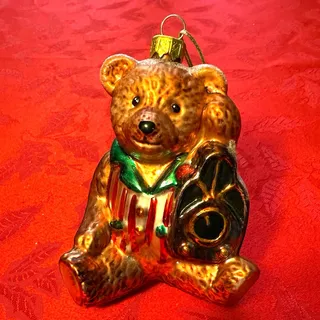 Photo of 1999 Glass Teddy Bear Ornament Christmas Holiday Tree Decor 5 Inch