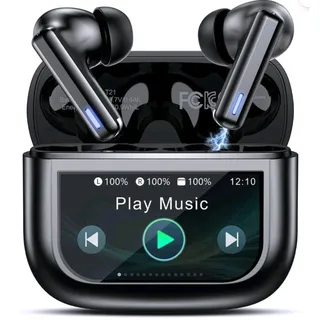 Photo of NIB T21 Bluetooth In-Ear Earbuds, LCD Touch Screen, ANC, Equalizer, Black