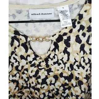 Photo of Alfred Dunner Floral Leopard Print Blouse Women’s Size Small