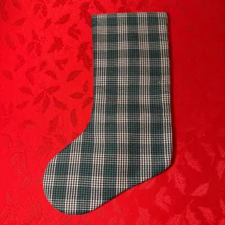 Photo of Vintage Plaid Christmas Stocking Snowman Applique 19” Holiday Decor