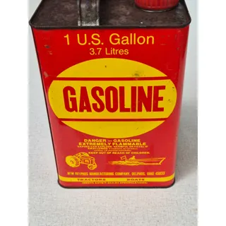 Photo of Vintage 1 Gallon Metal Gasoline Safety Can Red Yellow Tractor Boat Fuel Can