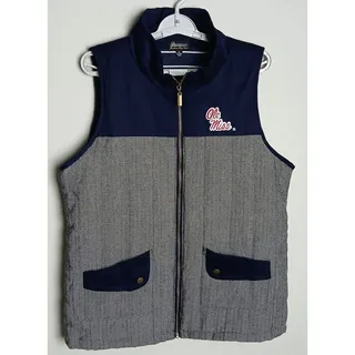 Photo of Gameday Couture Ole Miss Rebels Vest XL Womens Navy Herringbone Full Zip