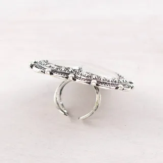 Photo of Silver Heart Concho Cuff Ring | Western Boho Statement Ring