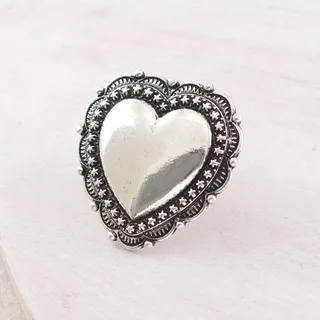 Photo of Silver Heart Concho Cuff Ring | Western Boho Statement Ring