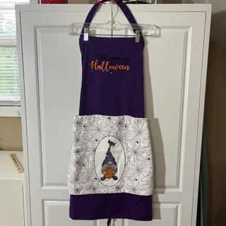 Photo of Custom Made Kitchen Apron With Embroidery & Removable Towel Washable Halloween
