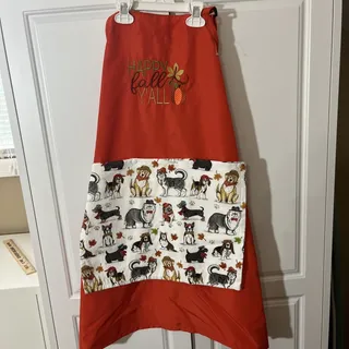 Photo of Custom Made Kitchen Apron With Embroidery & Removable Towel Washable Happy Fall