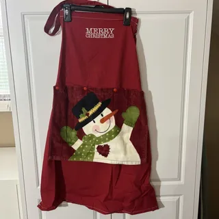 Photo of Custom Made Kitchen Apron With Embroidery & Removable Towel Washable Christmas