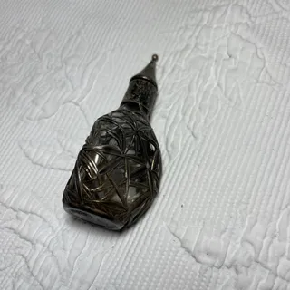 Photo of Antique Japanese Meiji Bamboo Silver Miniature or Perfume - Bamboo Design