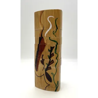 Photo of Wood Hand Painted Wooden Puzzle Pepper Grinder 7.75” Tall