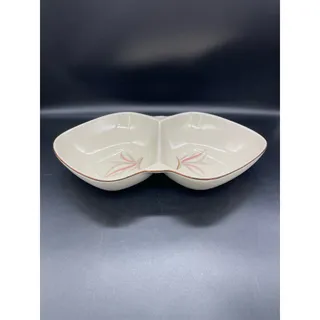 Photo of Vintage MCM Winfield True Porcelain Dragon Flower Divided Serving Dish Bowl 13"