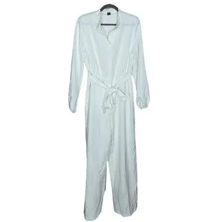 Photo of Shein White Long Sleeve Button-Up Romper Pants - Size XL