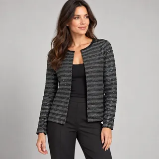 Photo of St. John Evening Marie Gray Vintage 2002 Black Silver Sequin Knit Jacket 6