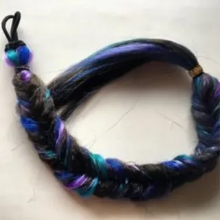 Photo of Mermaid Fishtail Braid Hair Extension Fall Pony Brown Purple Blue Green