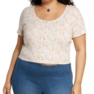 Photo of BP. Snap Front Crop Top in Multi, Size 3X