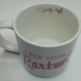 Photo of Dolly Parton "I Beg Your Parton" 16oz Ceramic Mug - White & Pink