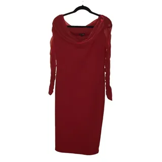 Photo of Fashion Nova Red Sheer Long Sleeve Bodycon Dress Size XL Knee Length Pullover