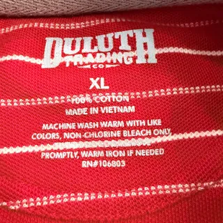 Photo of Duluth Trading Mens XL Red Stripe Cotton Polo Shirt Pocket